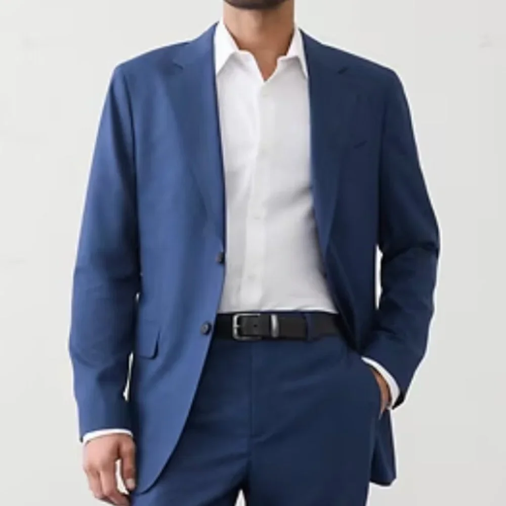 Banana‎ Republic Tailored-Fit Mini Check Suit Jacket, Blue Jay, 40S, EUC